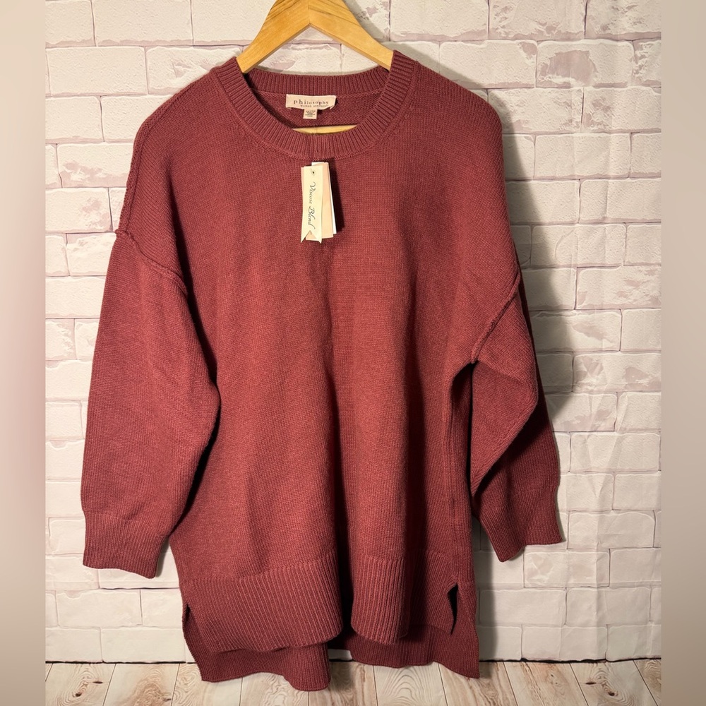 NWT Philosophy Women's Brick Red‎ Crew Neck Sweater